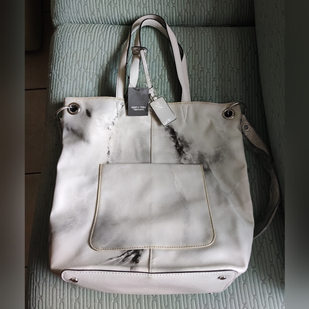 NWT Simply Vera Wang Marble Satchel Large Tote Travel Purse Bag